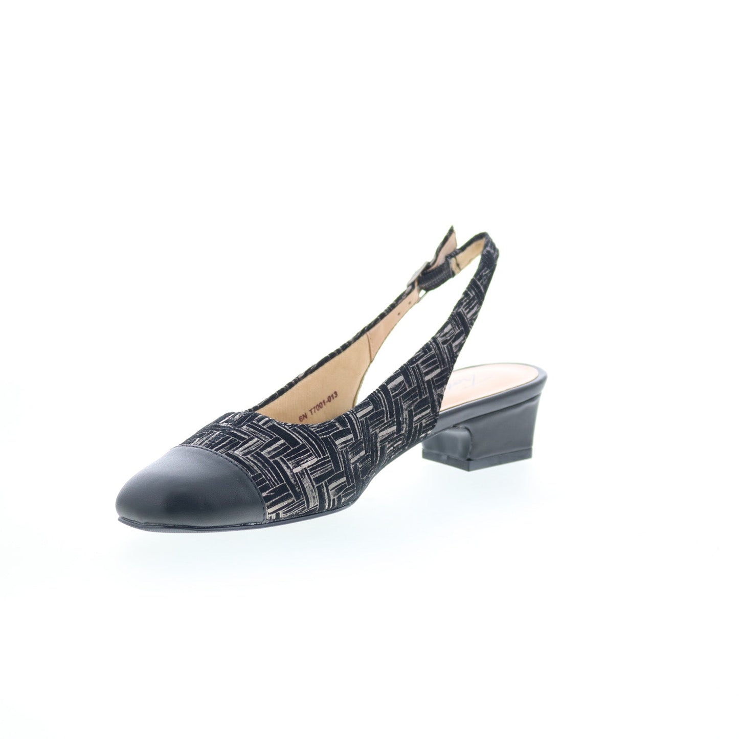Trotters Dea T7001-013 Womens Black Leather Slingback Heels Shoes