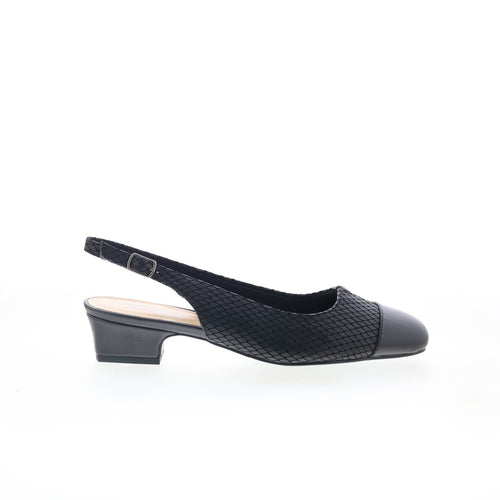 Trotters Dea T7001-031 Womens Black Narrow Leather Slingback Heels Shoes