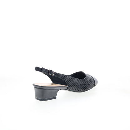 Trotters Dea T7001-031 Womens Black Narrow Leather Slingback Heels Shoes