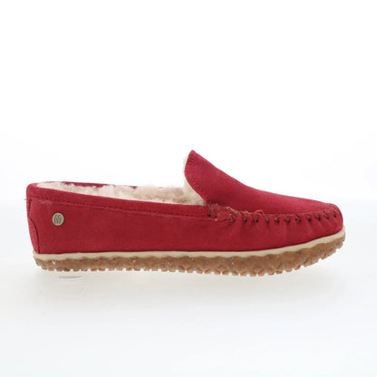 Minnetonka Terese 3306 Womens Red Suede Slip On Loafer Flats Shoes
