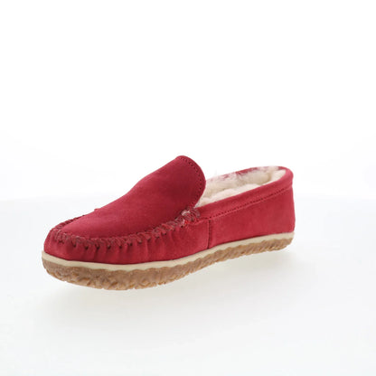 Minnetonka Terese 3306 Womens Red Suede Slip On Loafer Flats Shoes