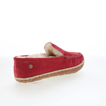 Minnetonka Terese 3306 Womens Red Suede Slip On Loafer Flats Shoes