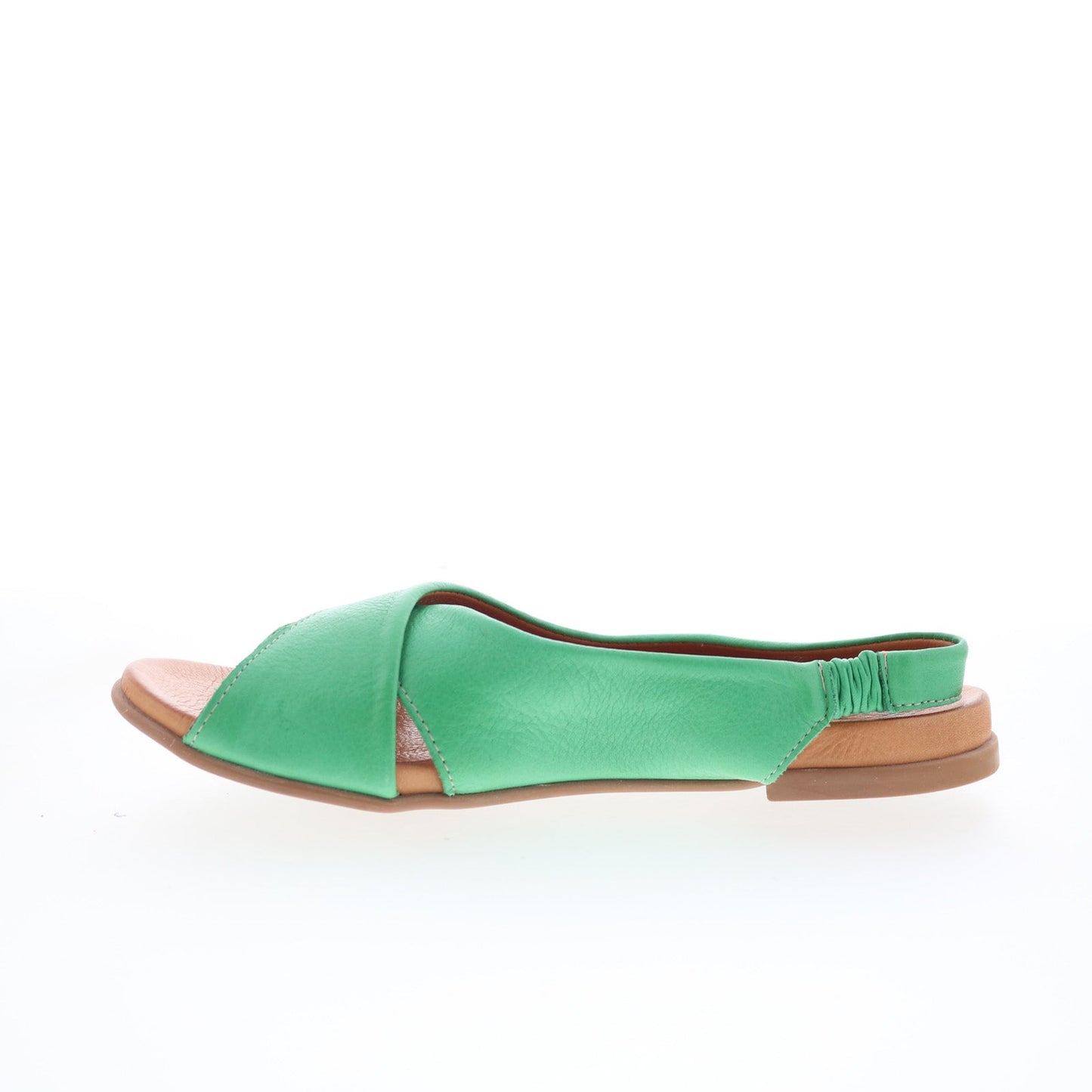 Miz Mooz Thayne Womens Green Leather Slip On Slingback Sandals Shoes