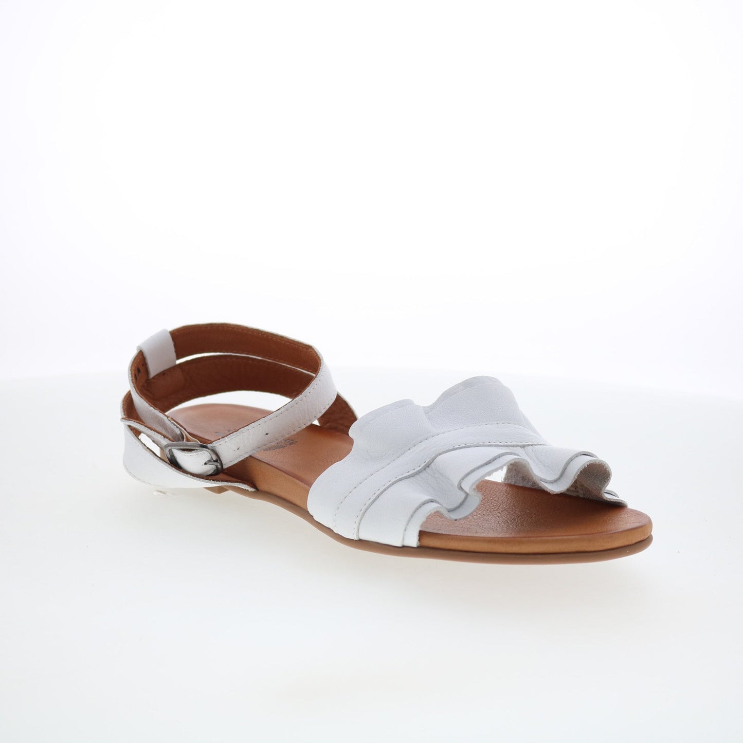Miz Mooz Theresa Womens White Leather Hook & Loop Strap Sandals Shoes