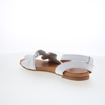 Miz Mooz Theresa Womens White Leather Hook & Loop Strap Sandals Shoes