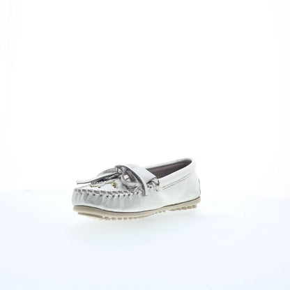 Minnetonka Thunderbird Animikii 627TB Womens Silver Loafer Flats Shoes