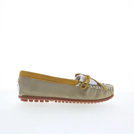Minnetonka Thunderbird Animikii 628TB Womens Gray Suede Loafer Flats Shoes