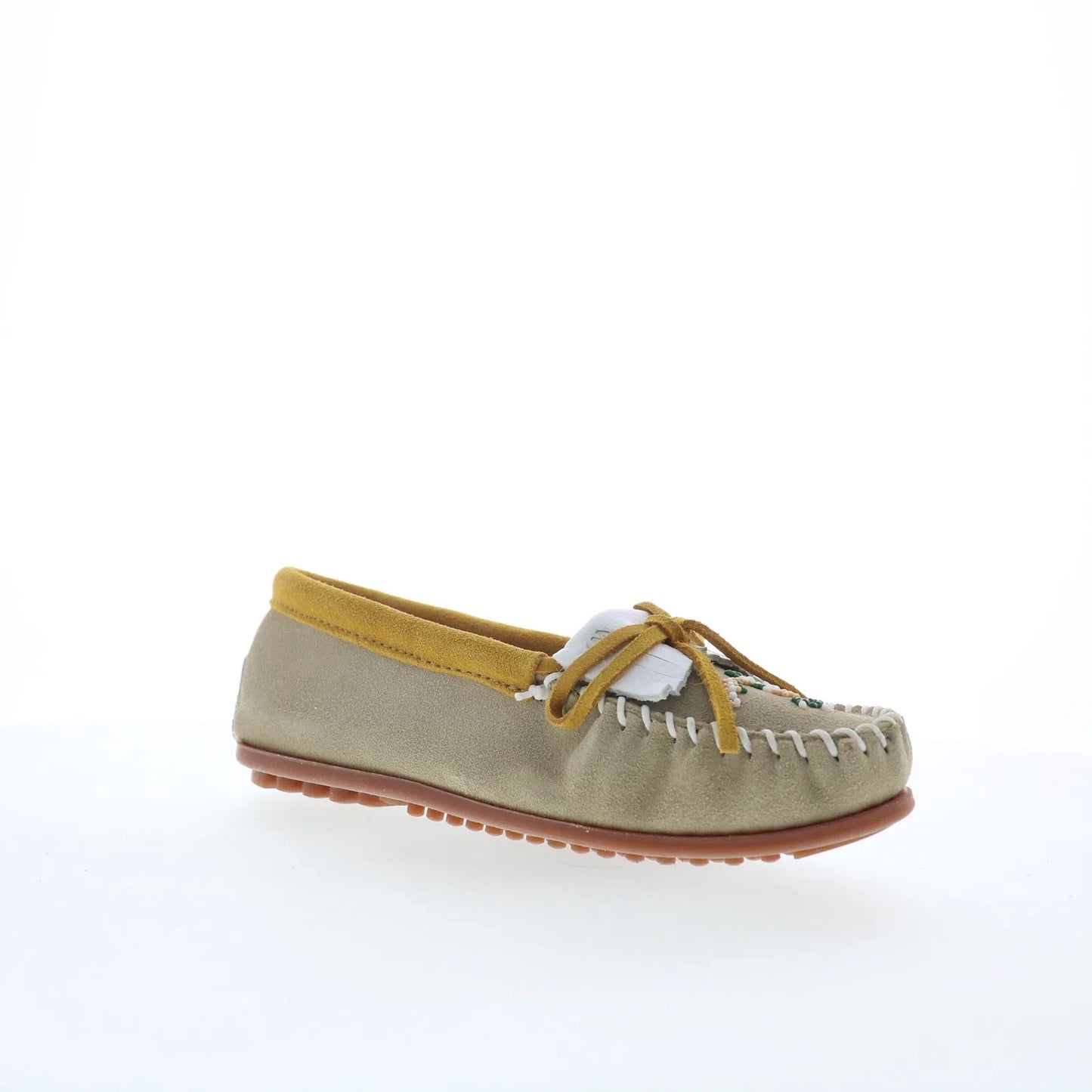 Minnetonka Thunderbird Animikii 628TB Womens Gray Suede Loafer Flats Shoes