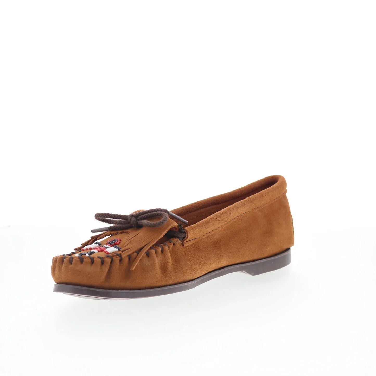 Minnetonka Thunderbird Boat Moc 173 Womens Brown Suede Loafer Flats Shoes