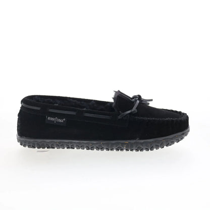 Minnetonka Tilia 40150 Womens Black Suede Slip On Moccasin Slippers Shoes