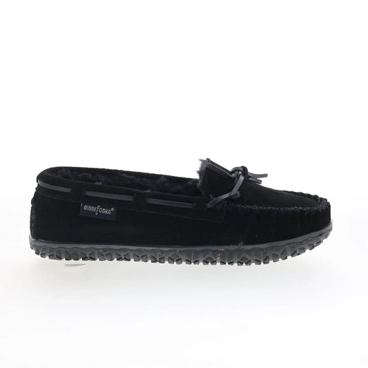 Minnetonka Tilia 40150 Womens Black Suede Slip On Moccasin Slippers Shoes