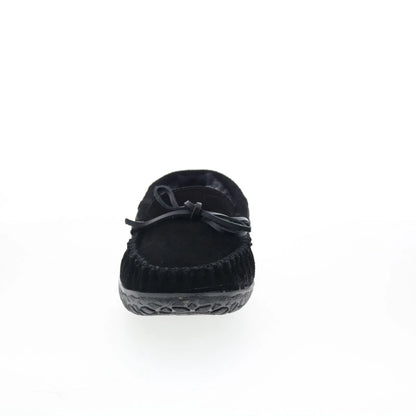 Minnetonka Tilia 40150 Womens Black Suede Slip On Moccasin Slippers Shoes