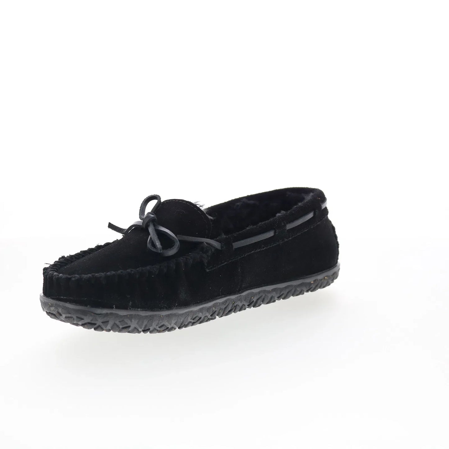 Minnetonka Tilia 40150 Womens Black Suede Slip On Moccasin Slippers Shoes
