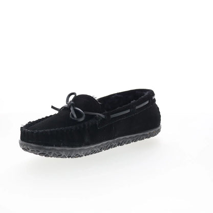 Minnetonka Tilia 40150 Womens Black Suede Slip On Moccasin Slippers Shoes