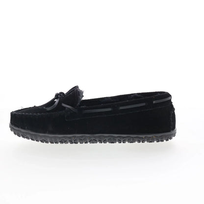 Minnetonka Tilia 40150 Womens Black Suede Slip On Moccasin Slippers Shoes