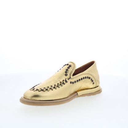 A.S. 98 Tonie Womens Gold Leather Slip On Loafer Flats Shoes