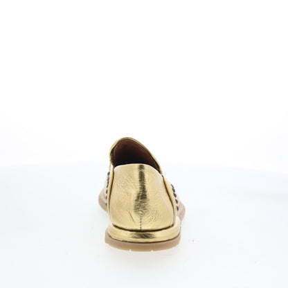 A.S. 98 Tonie Womens Gold Leather Slip On Loafer Flats Shoes
