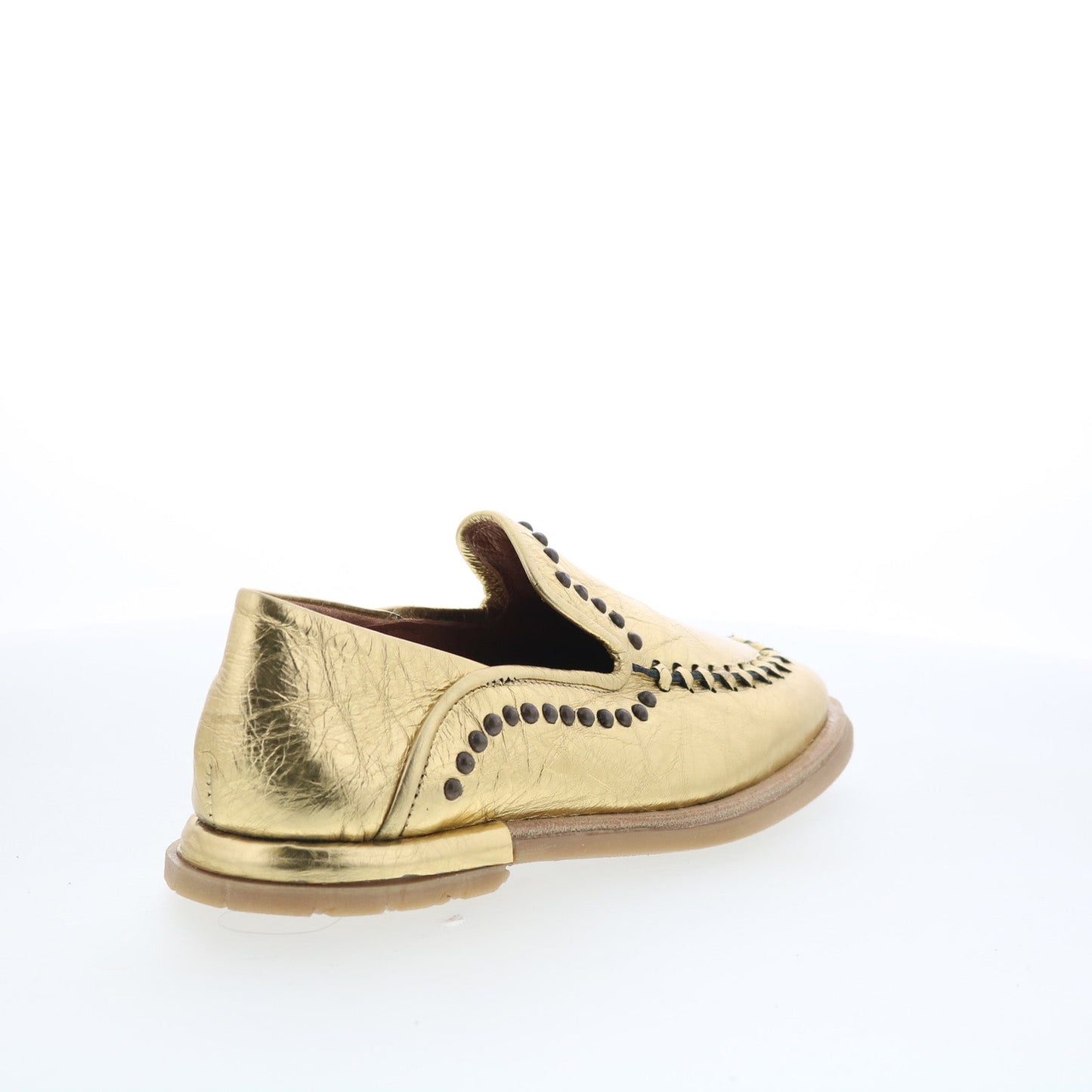 A.S. 98 Tonie Womens Gold Leather Slip On Loafer Flats Shoes