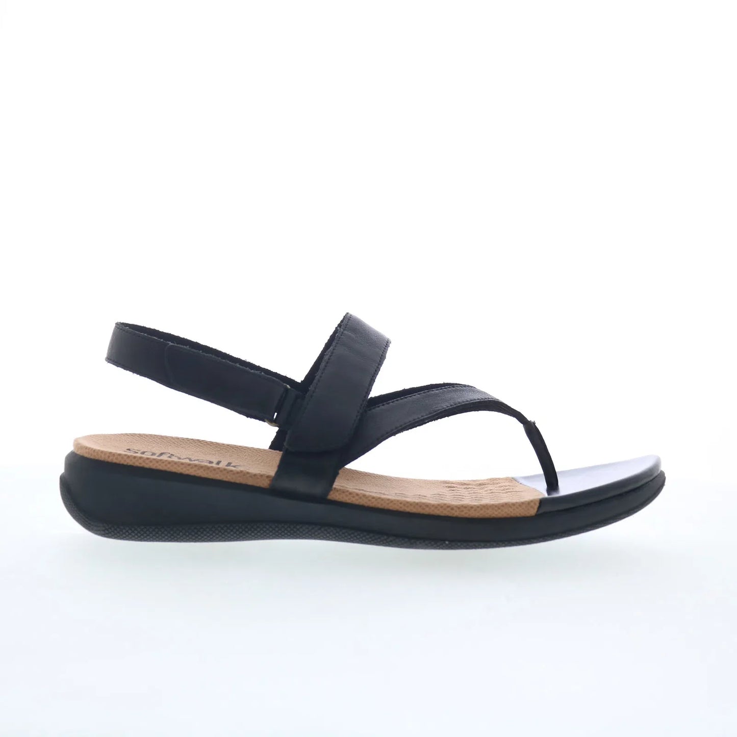 Softwalk Tracy S2517-001 Womens Black Leather Slip On Slingback Sandals Shoes