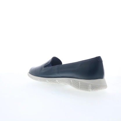 Trotters Universal T2110-400 Womens Blue Leather Slip On Loafer Flats Shoes