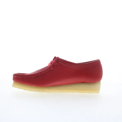 Clarks Wallabee 26180683 Womens Red Leather Oxfords & Lace Ups Casual Shoes