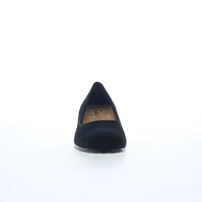 Trotters Winnie T1965-003 Womens Black Nubuck Slip On Wedges Heels Shoes