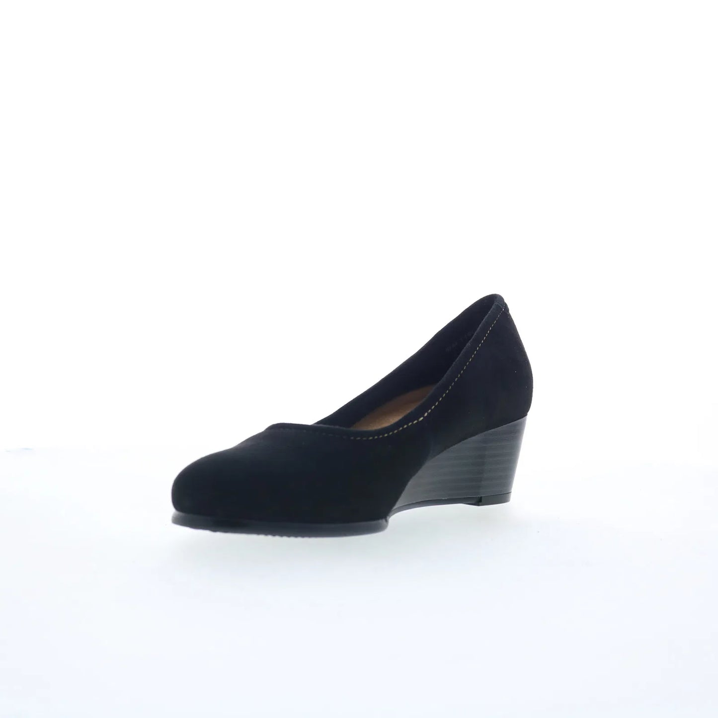 Trotters Winnie T1965-003 Womens Black Nubuck Slip On Wedges Heels Shoes