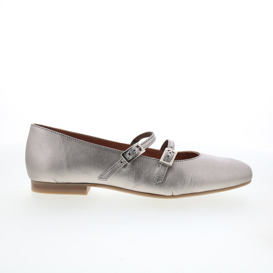 Miz Mooz Zaida Womens Gray Leather Hook & Loop Loafer Flats Shoes